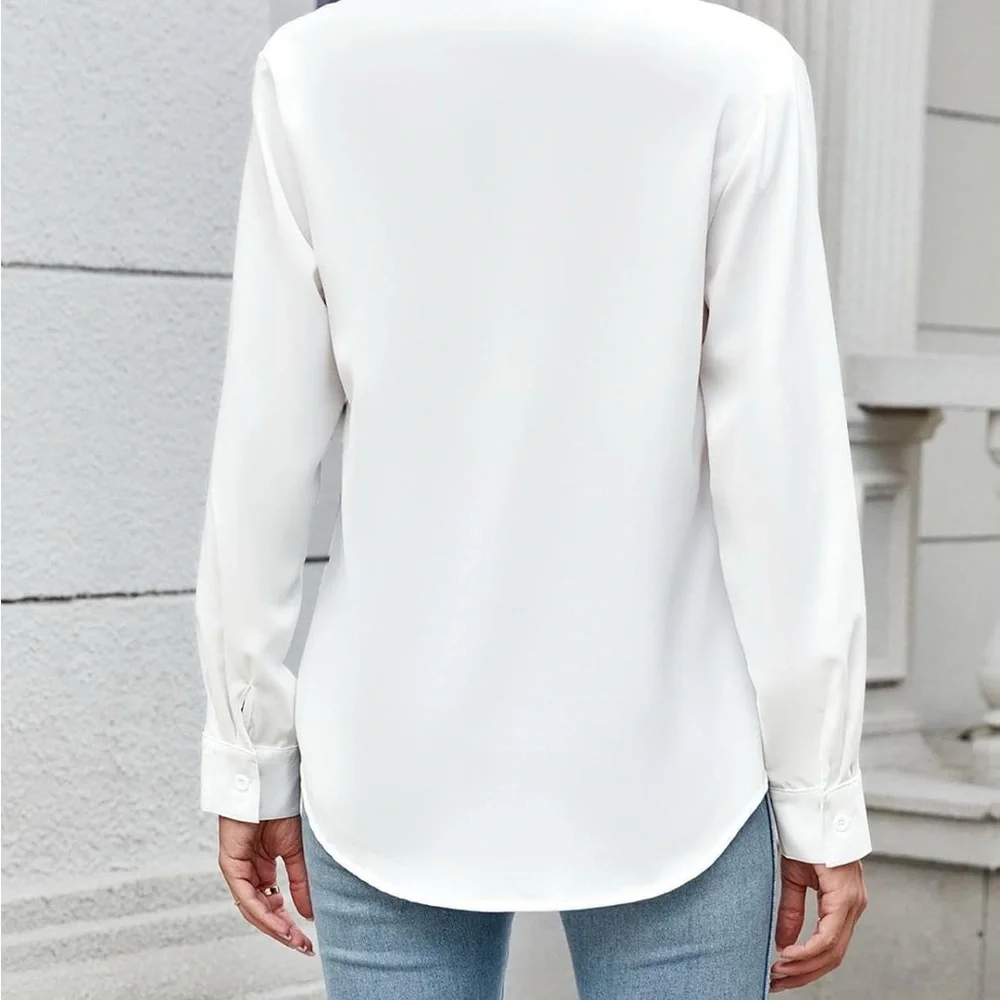 🔥NEW IN PACKAGE Elegant White Women's Blouse - Picture 3 of 3